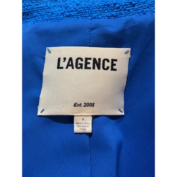 L'Agence 'Chamberlain' Blue Polyurethane Blazer Size 6 - Picture 5 of 6